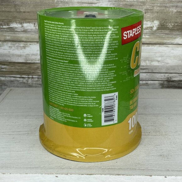 CD-R 80 Minute Recording Discs - Staples 700MB 52x Speed 100 Disc Pack Sealed - Picture 3 of 4